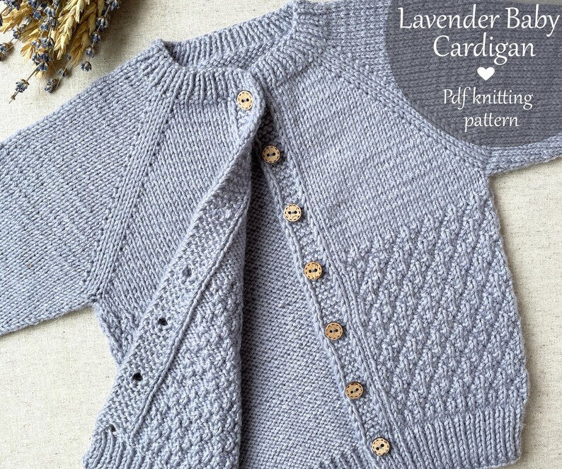 Lavender Baby Cardigan Knitting Pattern