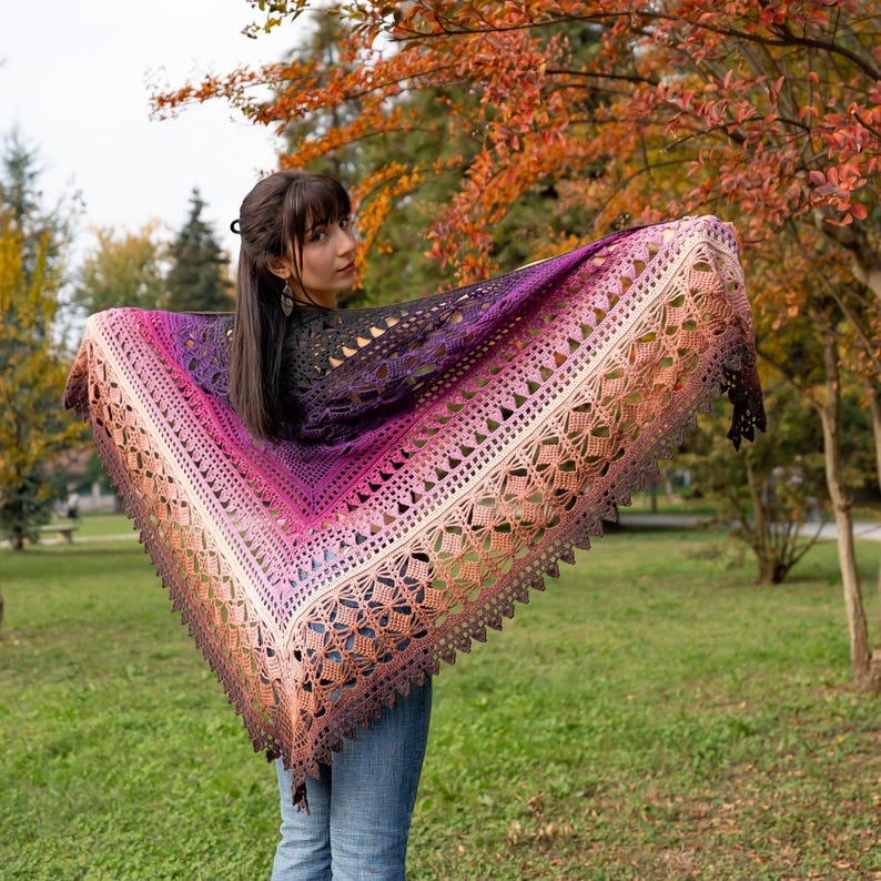 Triangular Mountain Veil Crochet Shawl