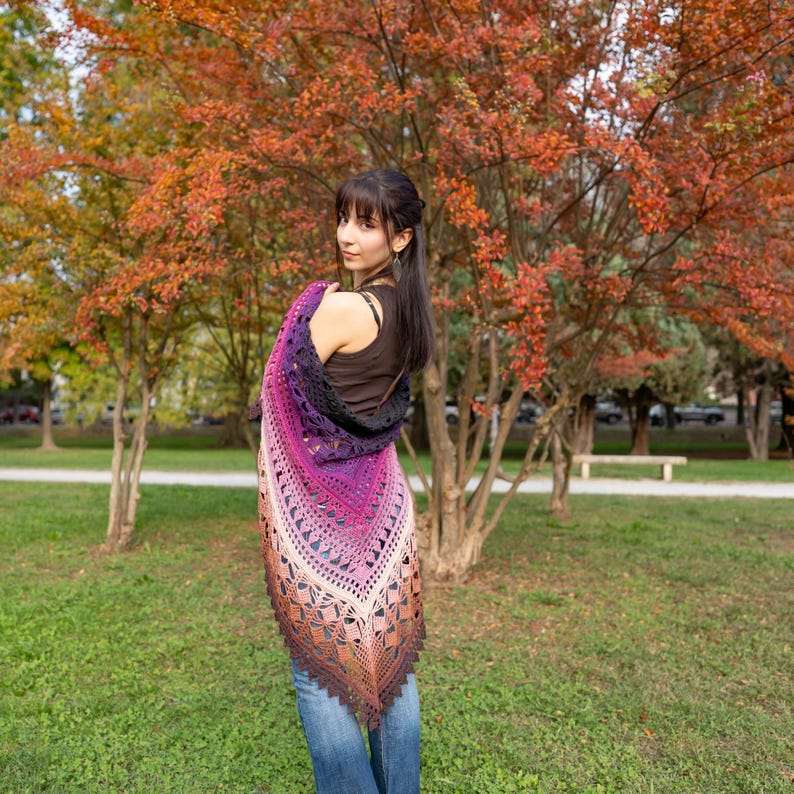 Triangular Mountain Veil Crochet Shawl