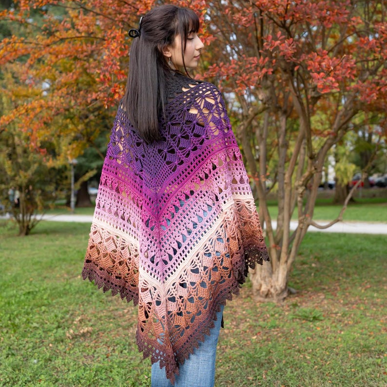 Triangular Mountain Veil Crochet Shawl