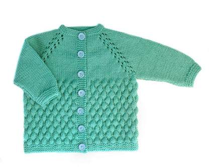 Bubble Stitch Cardigan & Bear Hat Knitting Pattern