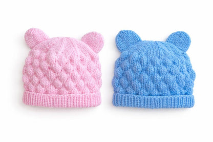 Bubble Stitch Cardigan & Bear Hat Knitting Pattern