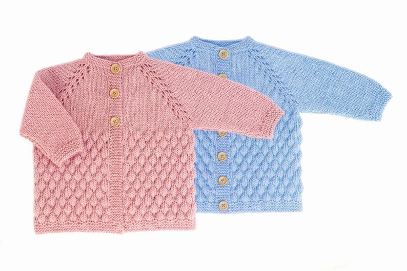 Bubble Stitch Cardigan & Bear Hat Knitting Pattern
