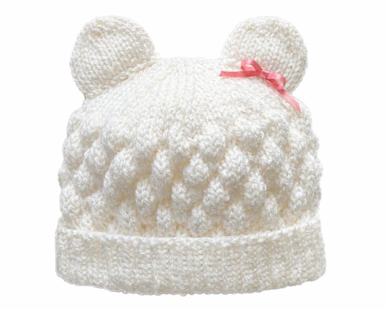 Bubble Stitch Cardigan & Bear Hat Knitting Pattern