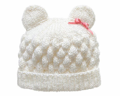Bubble Stitch Cardigan & Bear Hat Knitting Pattern