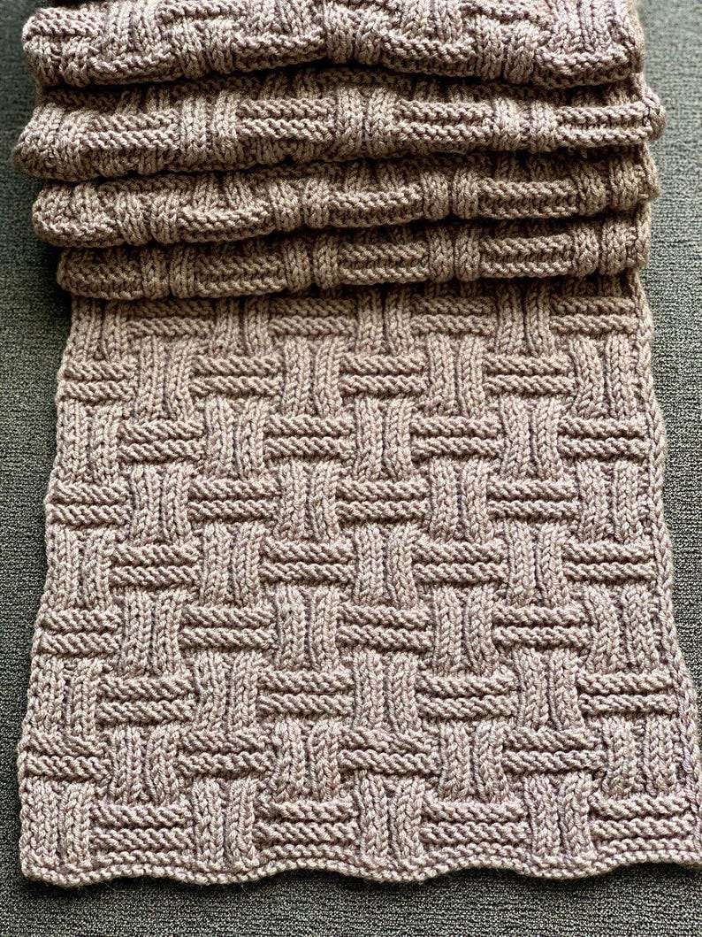 Easy Basket Weave Scarf Knitting Pattern
