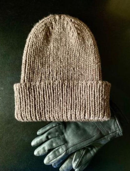 Cuffed Ribbed Beanie Knitting Pattern