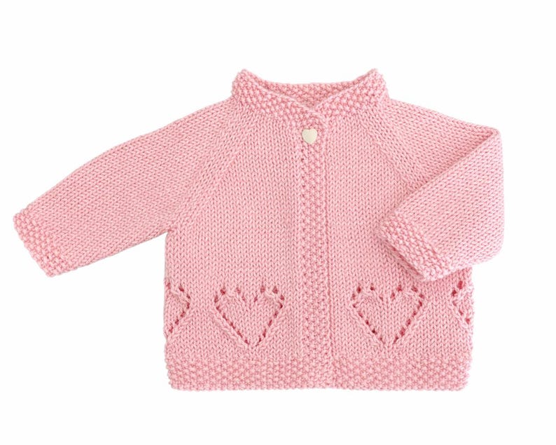 Hearts Ribbed Cardigan & Bear Hat Knitting Pattern