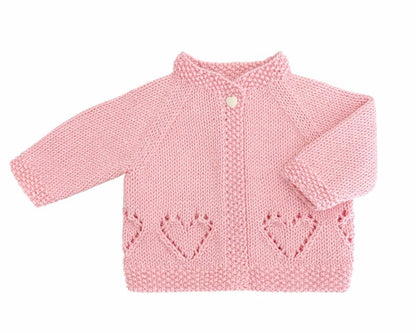 Hearts Ribbed Cardigan & Bear Hat Knitting Pattern