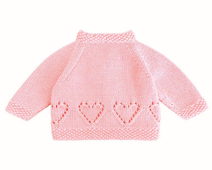 Hearts Ribbed Cardigan & Bear Hat Knitting Pattern