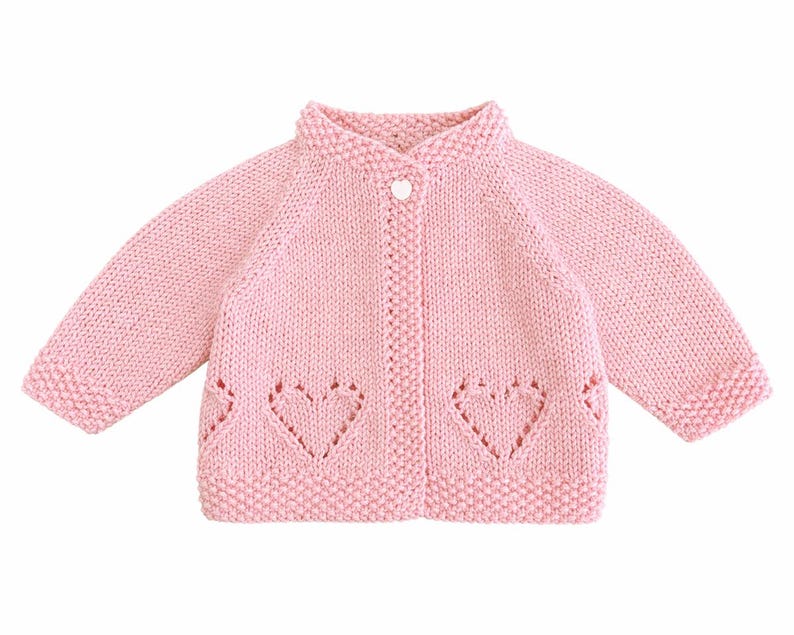 Hearts Ribbed Cardigan & Bear Hat Knitting Pattern