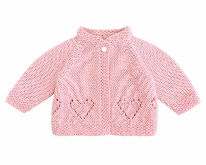 Hearts Ribbed Cardigan & Bear Hat Knitting Pattern