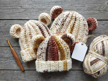 Newborn To Adult Crochet Bear Hat Pattern