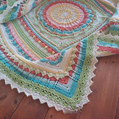 Whispers of Color Mandala Throw Square Crochet Pattern