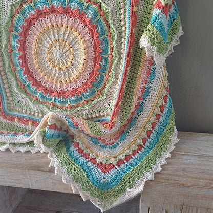 Whispers of Color Mandala Throw Square Crochet Pattern