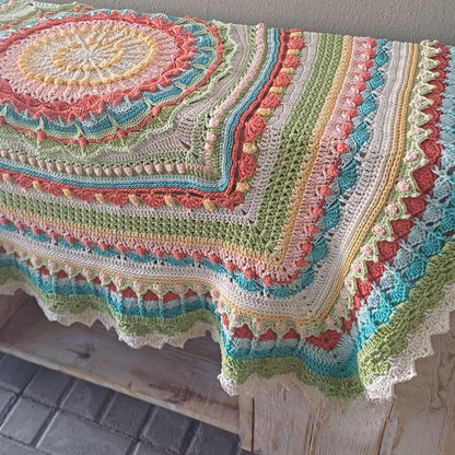Whispers of Color Mandala Throw Square Crochet Pattern