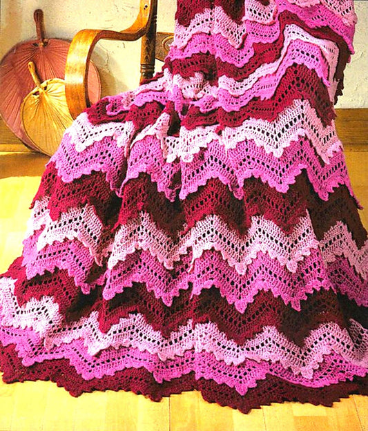 Crochet Pattern Booklet Rose Ripple Afghan blanket
