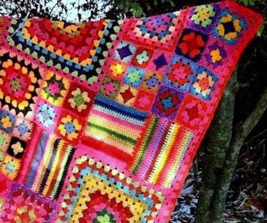 Crochet Pattern for Granny Squares Sampler Afghan Throw Blanket