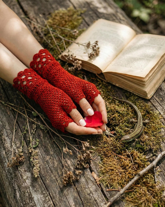 Forest Witch Fingerless Gloves Crochet Pattern