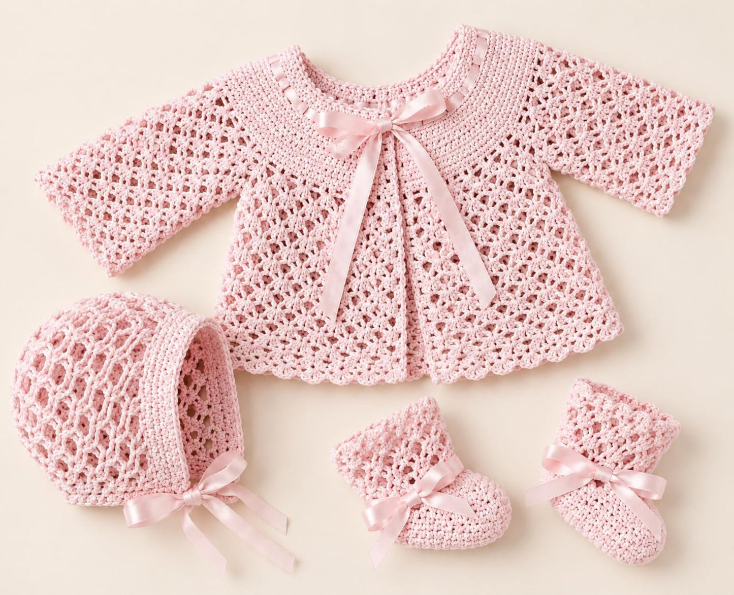 Vintage Lover's Knot Infant Layette Baby Set Crochet pattern