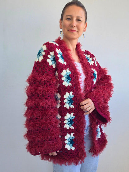 Boho Statement Granny Square Cardigan Crochet Pattern