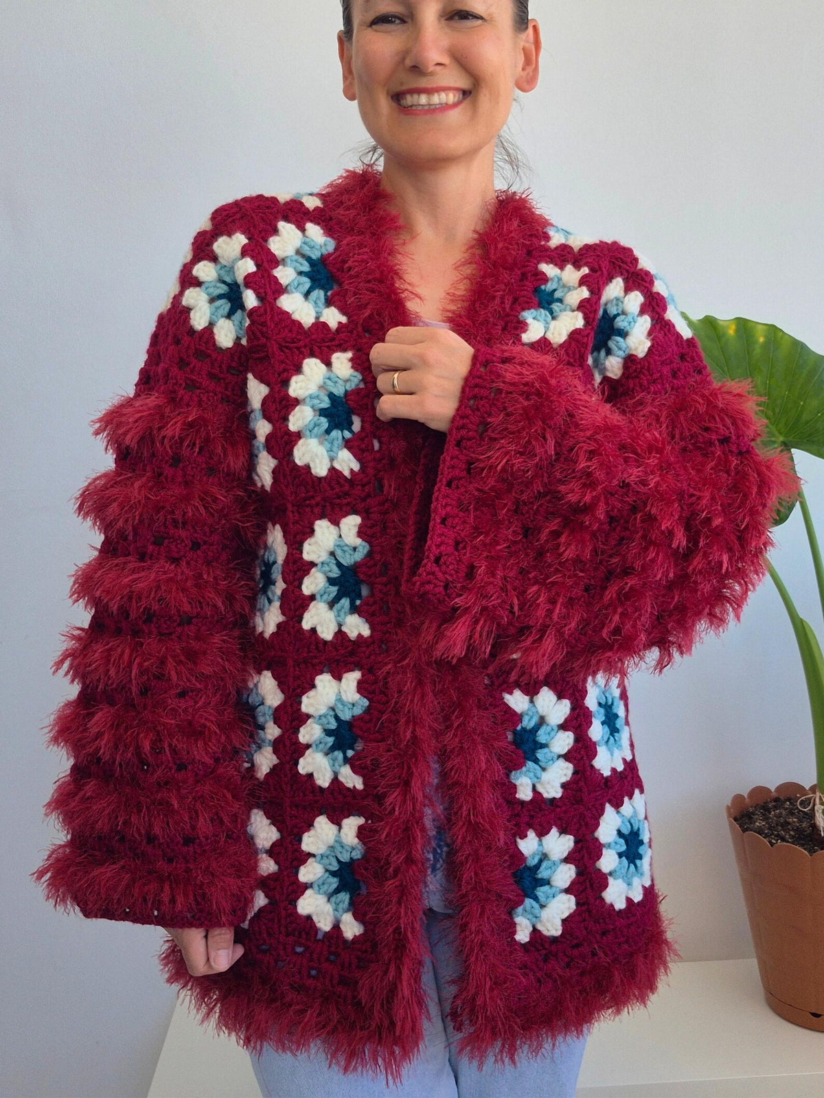 Boho Statement Granny Square Cardigan Crochet Pattern