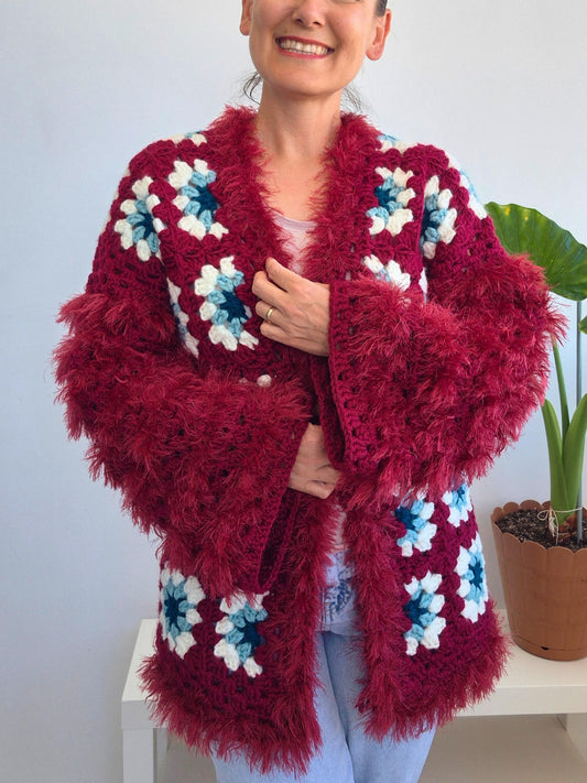 Boho Statement Granny Square Cardigan Crochet Pattern