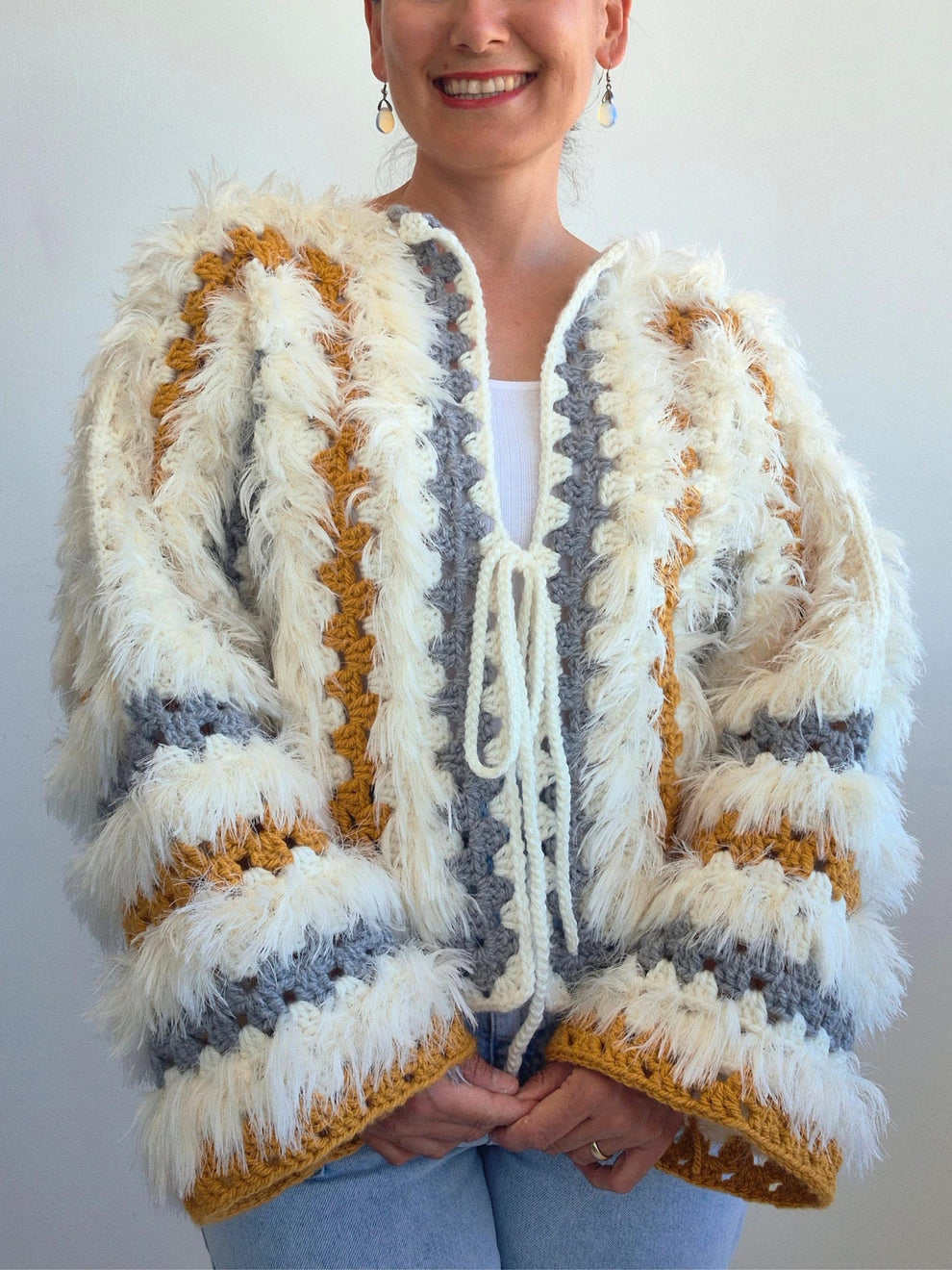 Boho Fringe Crochet Granny Hexagon Cardigan Pattern – LOVABLI