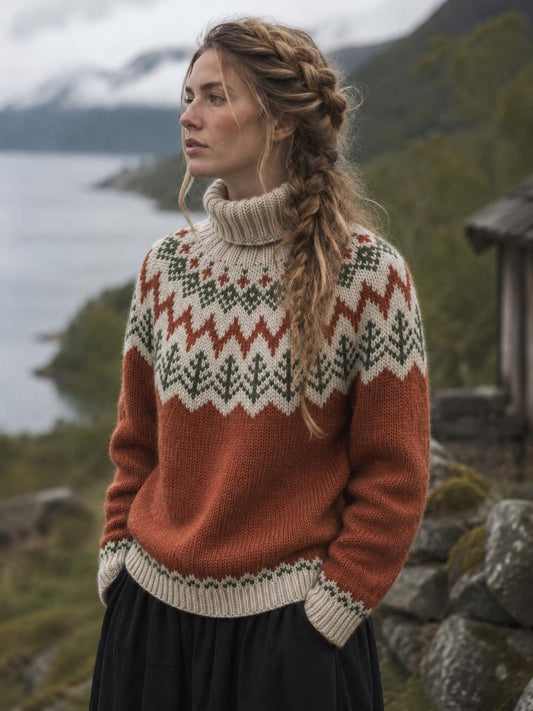 Knitting Pattern for a Warm Rust Wool Sweater