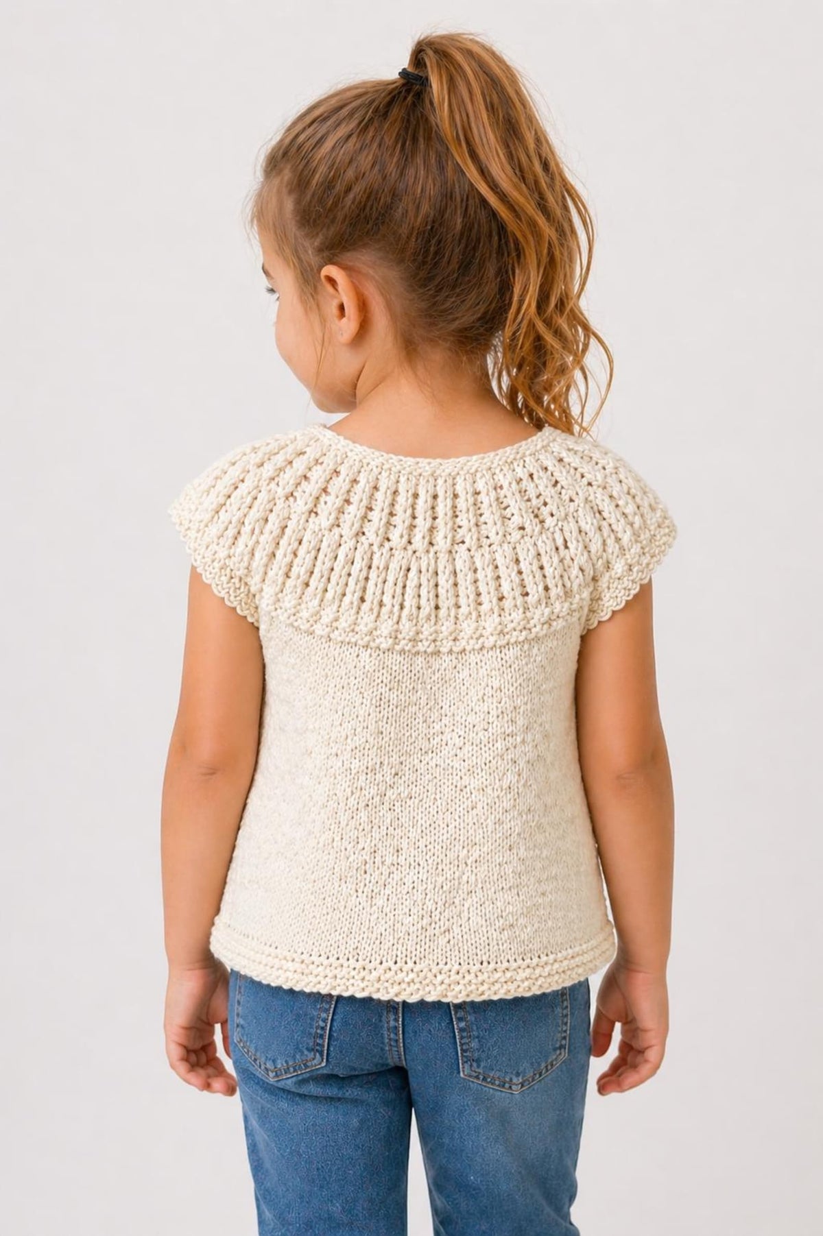 Peach Buttons Cardigan Girls Knitting Pattern