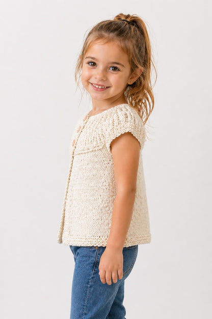 Peach Buttons Cardigan Girls Knitting Pattern
