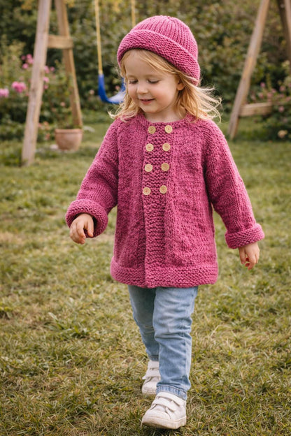 Girls Knit Cardigan Set Knitting Pattern