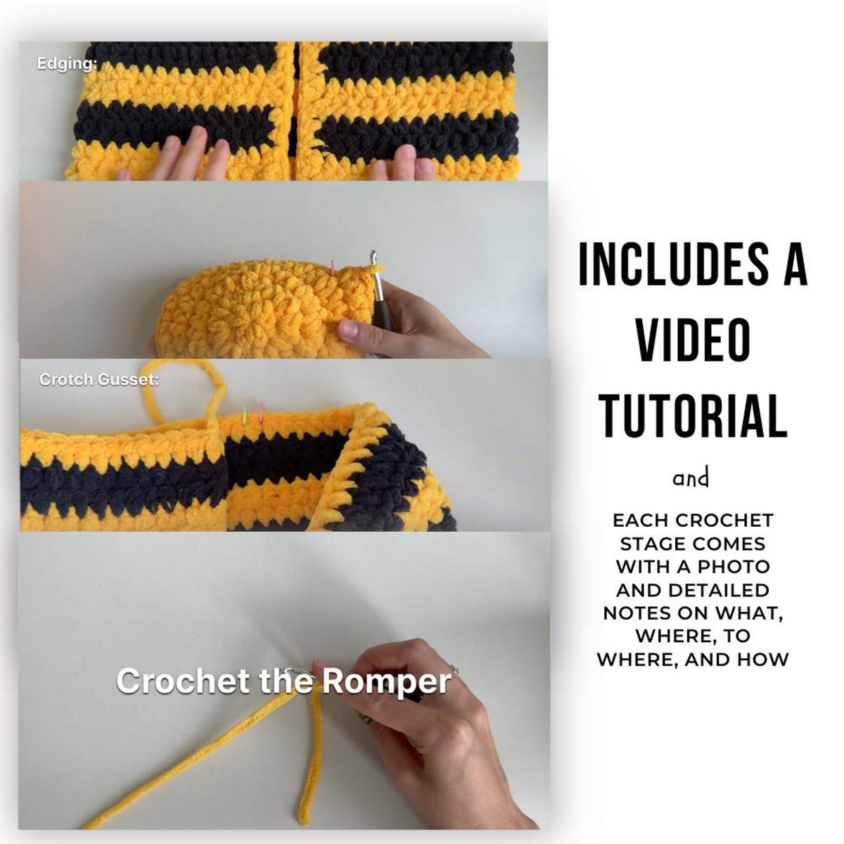 Bee Romper Crochet Pattern