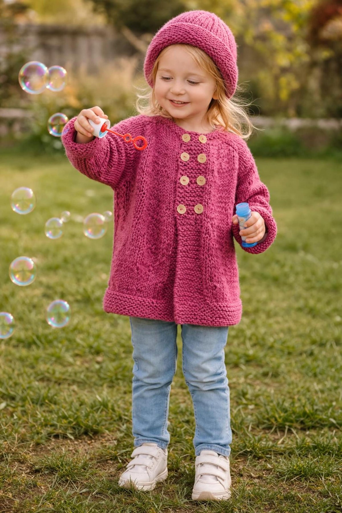 Girls Knit Cardigan Set Knitting Pattern
