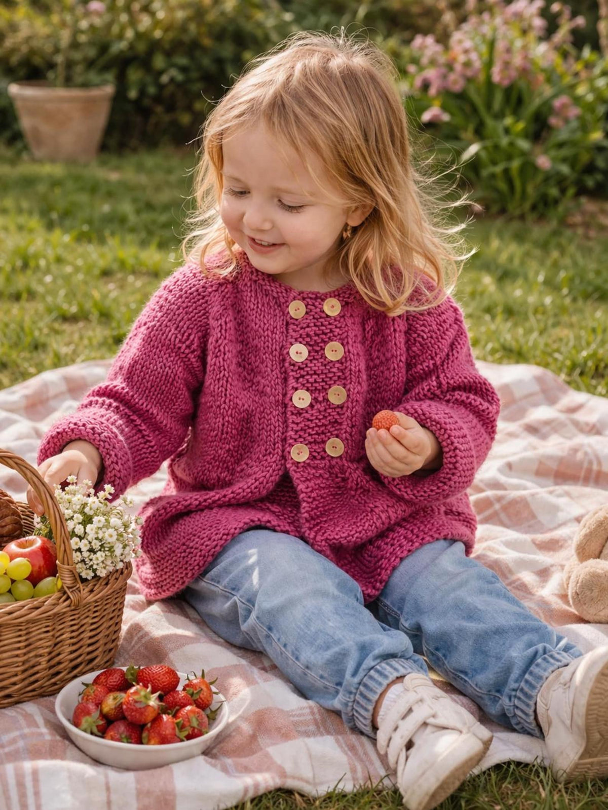Girls Knit Cardigan Set Knitting Pattern