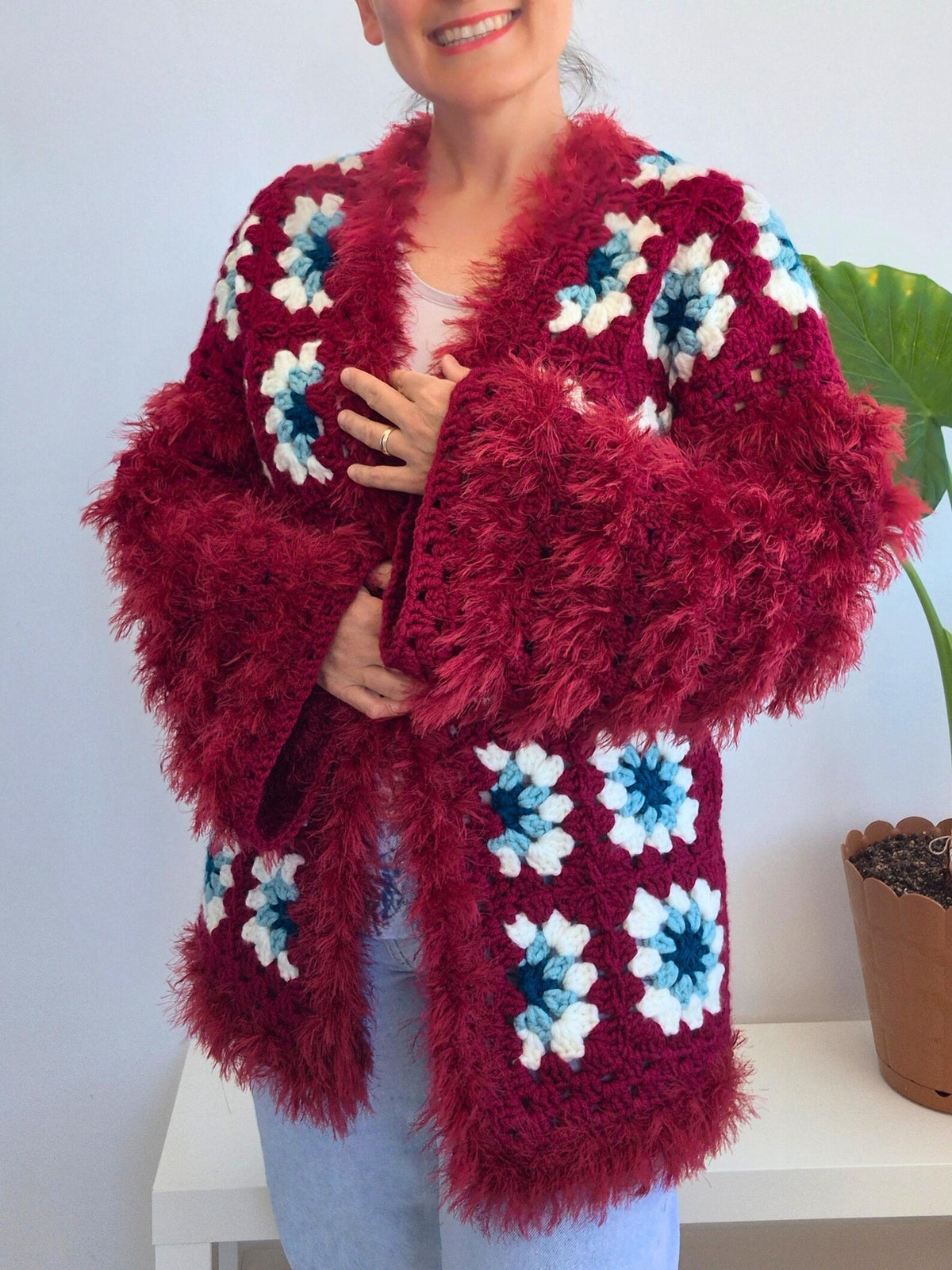 Boho Statement Granny Square Cardigan Crochet Pattern